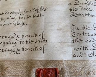 It appears at some point this parchment was mailed. This photo depicts an official seal on 1708 contract. 