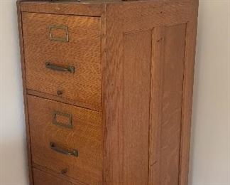 Antique Oak File Cabinet. 