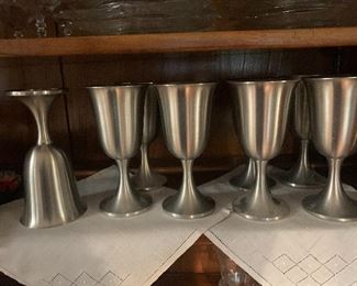 Set of 8 pewter water goblets. 