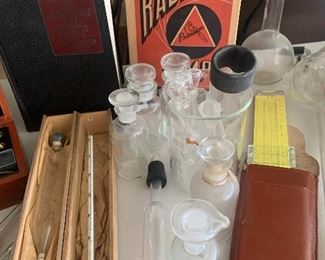 Pharmacy/ apothecary glassware, flasks and test tubes. 