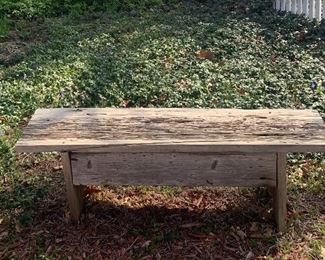 Rustic wooden bench. 
