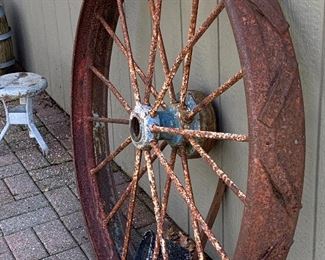 Antique wagon wheels. 