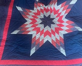 F/Q  Starburst Quilt with shams and extra fabric. 
