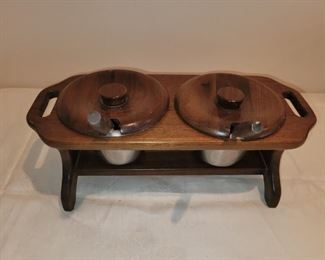 $15.00, MCM Walnut Server 14" signed