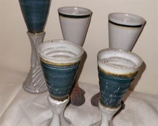$20.00, Artisan Pottery wine glasses