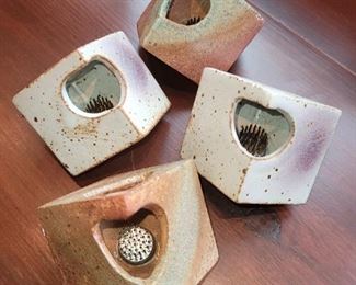 $20.00, Four Studio Art Pottery 2" flower frogs