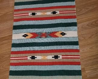 $20.00, Artisan 4' rug reds, greens, tan