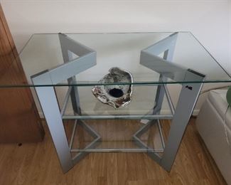 $40.00, Glass and Chrome table 35 x 19 x 30" tall
