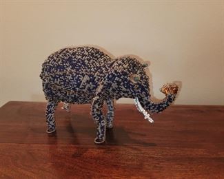 $25.00, Wire and bead elephant 12"