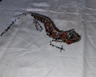 $15.00, Wire and bead lizard 8"