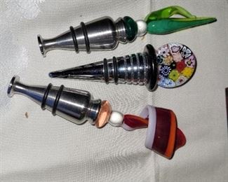 $12.00, 3 Murano art glass wine stoppers