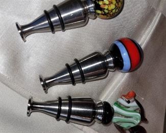$12.00, three Murano art glass wine stoppers fish