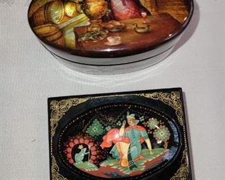 $16.00, Two enamel trinket boxes 3"