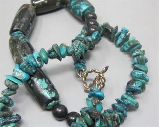 $40.00, Turquoise Necklace 20" sterling clasp