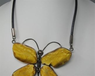 $200.00, Large Chunky African Amber Necklace 16", 4 x 3" pendant