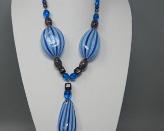 $20.00, Venetian Glass Beaded necklace 24" and 5" pendant