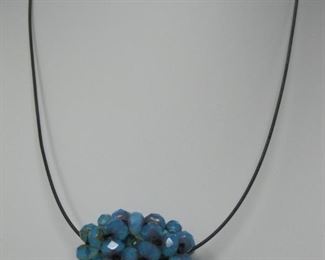$18.00, Artisan Beaded Flower necklace 20" sterling chain