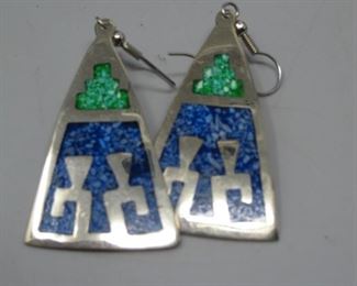 $12.00, Alpaca Mexico Sterling Earrings 2"