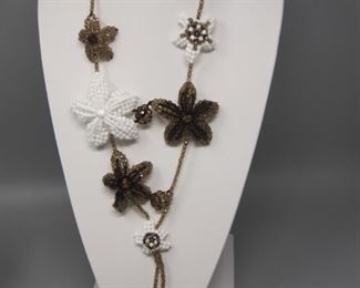 $16.00, Artisan Czech glass Bead Flower necklace