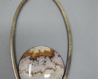 $30.00, Large Vintage Sterling Artisan Pendant 5"