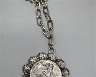 $16.00, Vintage Medallion Necklace 18", 2.25" pendant