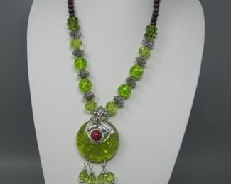 $8.00, Chunky plastic bead necklace 24"