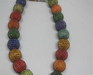 $10.00, Artisan Glass bead necklace 16"