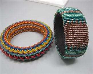 $12.00, Wire & Glass bead bracelets, medium