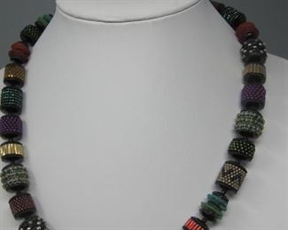 $18.00, Artisan Glass bead necklace 20"