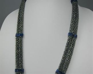 $16.00, Artisan Glass bead necklace signed MG 22"