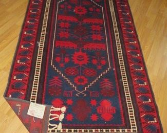 $250.00, Red & Royal Blue wool rug matches sofa perfectly, like new condition 6.5 x 4'