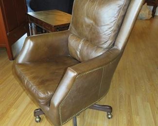 $175.00, Brown leather Aurhus office chair, 29 x 38 deep