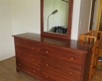 $225.00, VG condition, Cherry dresser and mirror, 60 " wide