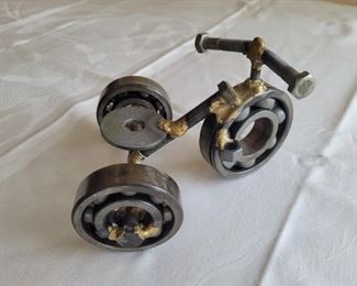 $20.00, Nuts and bolts industrial metal Sculpture by Peterman Tricycle 7"