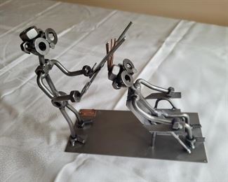 $20.00, Hine & Kunze Nuts & bolts metal sculpture hair cut 8 x 10