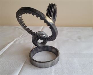 $15.00, Optical metal nuts and bolts sculpture 5"