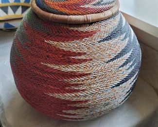 $50.00, African telephone wire basket 11"