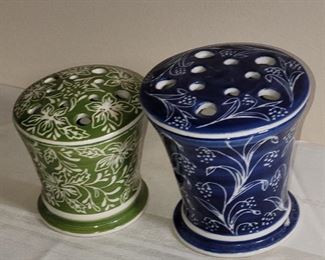 $20.00, 2 Flower Frog vases 6"
