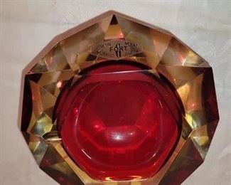 $50.00, MID CENTURY VETRI MOLATI GINO FORT MURANO VENEZIA FACETED GLASS BOWL ASHTRAY