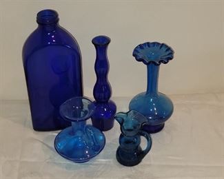 $20.00, Vintage Blue Glass up to 10"