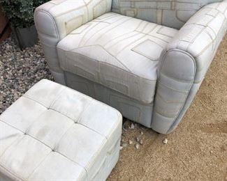 120.00 or best offer for this 70s look/denim chair & ottoman