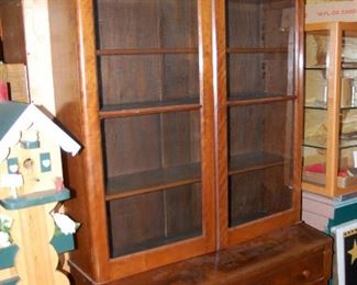 Large Antique English Cupboard with a flip open desk