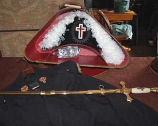 Masonic Lodge Hat, Coat & Sword (Named)