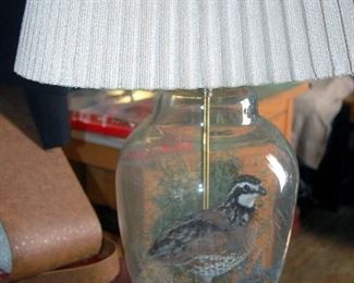 One of a Pair of Taxidermy Quail Lamps