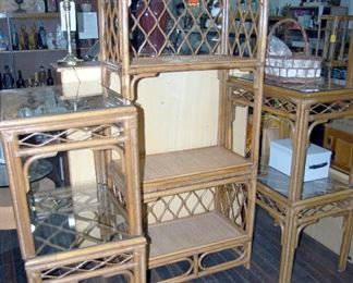 Ratan / bamboo Shelf and End Tables -Matches Table!