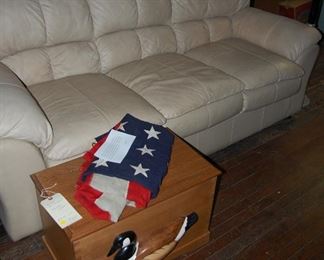 Leather Sofa, Dovetail Ducks Unlimited Box, and WW2 48 Star Flag with COOL History!