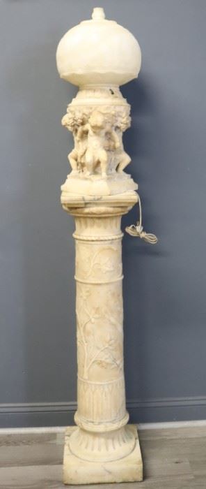 Antique Alabaster Figural Lamp and Base