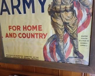 "The Call To Duty, Join The Army, For Home And Country" Vintage WWI Poster 