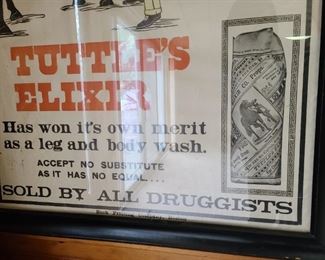 Tuttle's Horse Elixir Framed Poster Circa 1920s