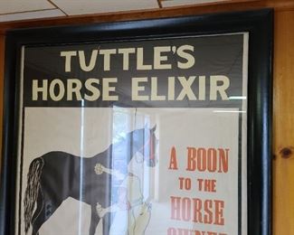 Tuttle's Horse Elixir Framed Poster Circa 1920s